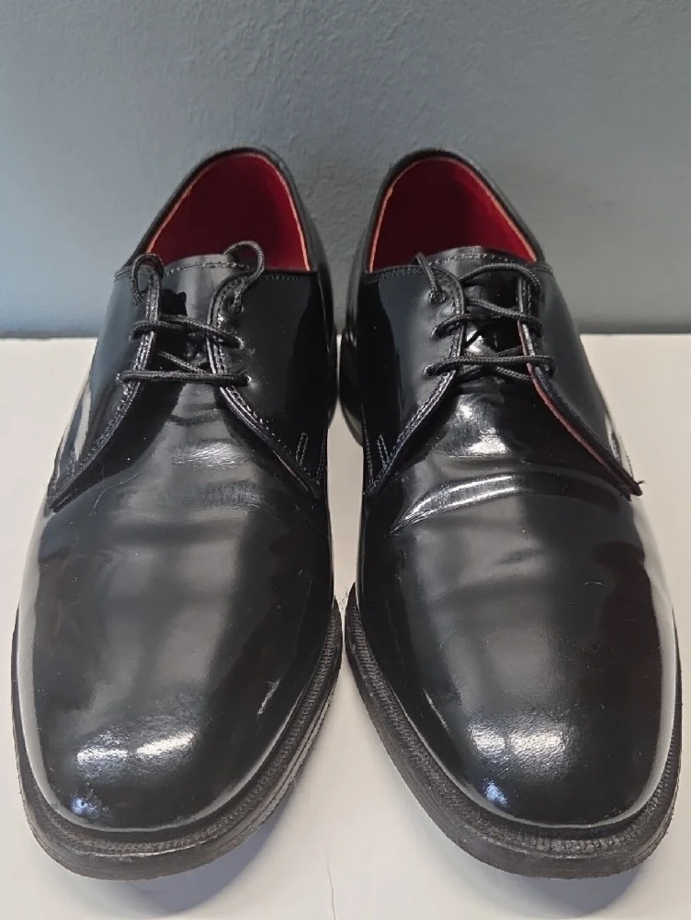 Allen Edmonds Formal Black Patent Leather Tuxedo Oxfords with Red Lining Size 8